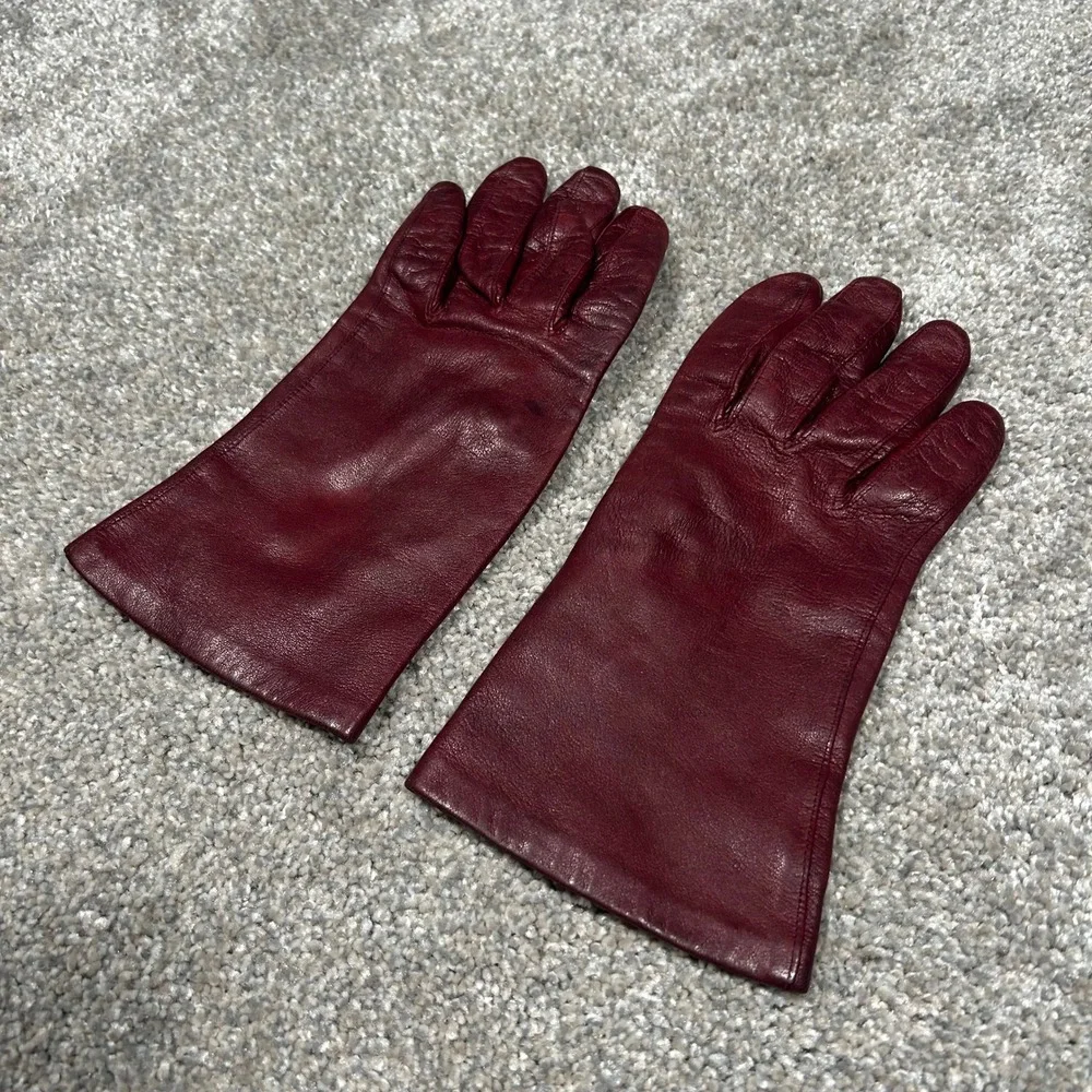 Roeckl Burgundy‎ Leather Gloves Women Wine Red Lined Winter Accessories